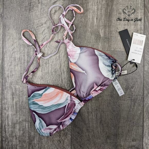 Bcbgmaxazria Tropical Triangle Bikini Top Size 6 - Picture 3 of 4